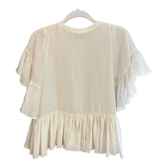 Alexis Danijela Silk Cream Ruffle Sleeve Cape Blouse Size Medium RA1 - Picture 4 of 4